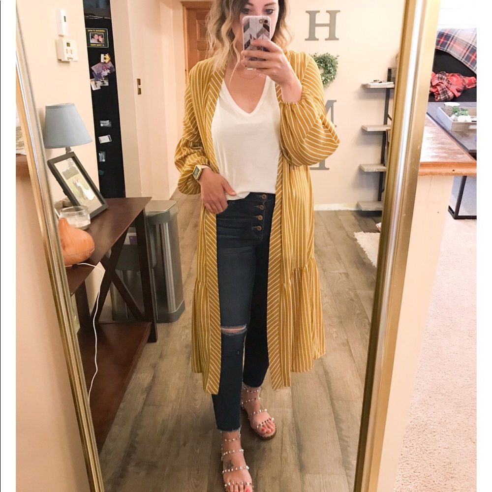 Mustard Striped Kimono